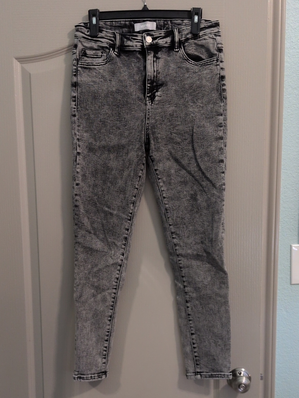 Vervet High-Rise Grey Acid-Wash Skinny Jeans
